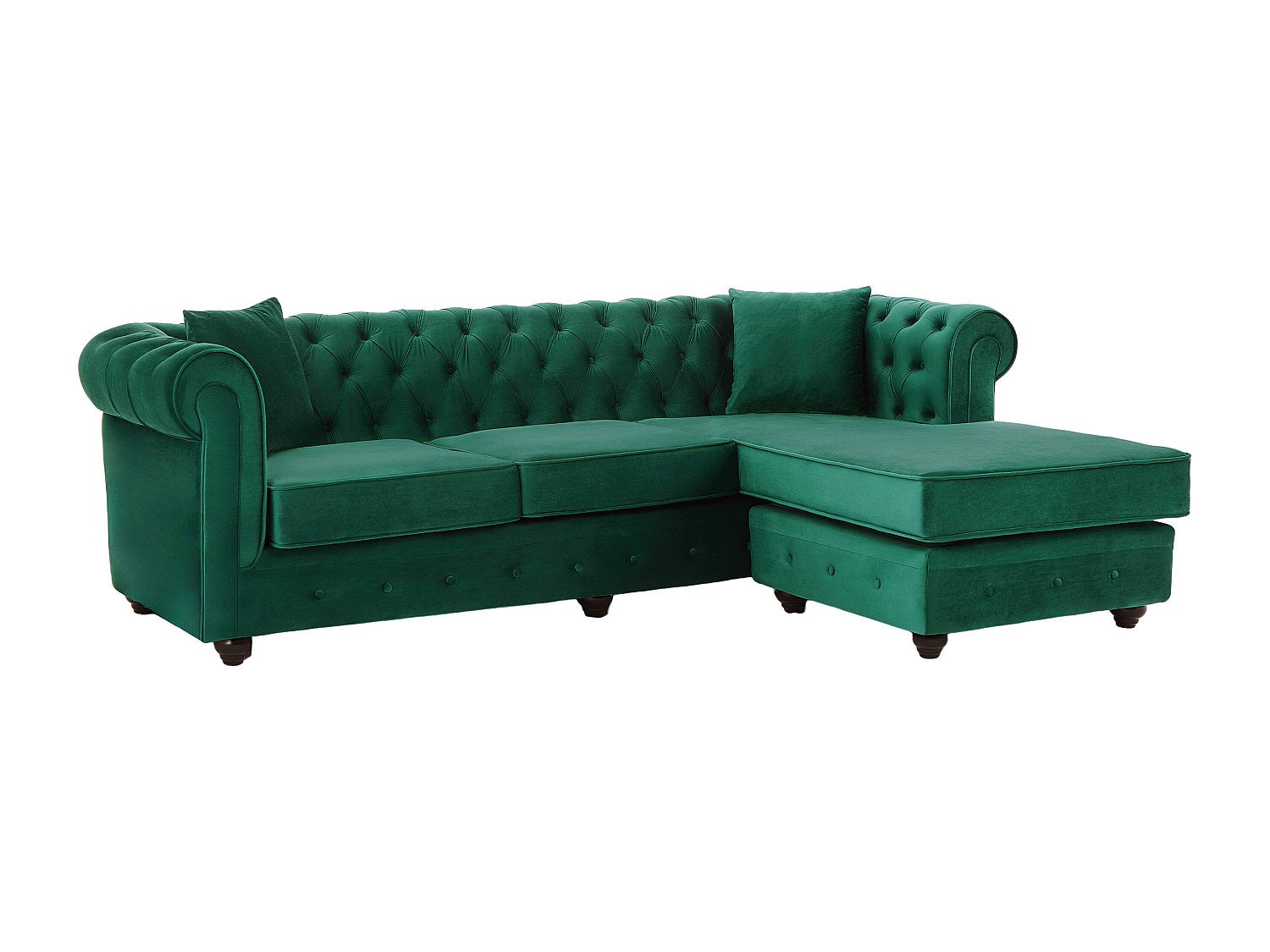Canapé Chesterfield angle vert velours - Toledo