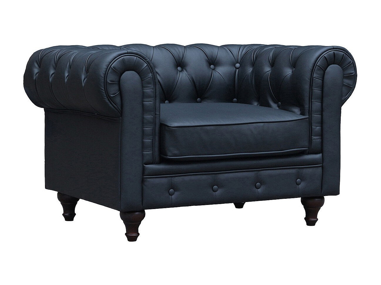 Fauteuil Chesterfield noir tissu - Aliza