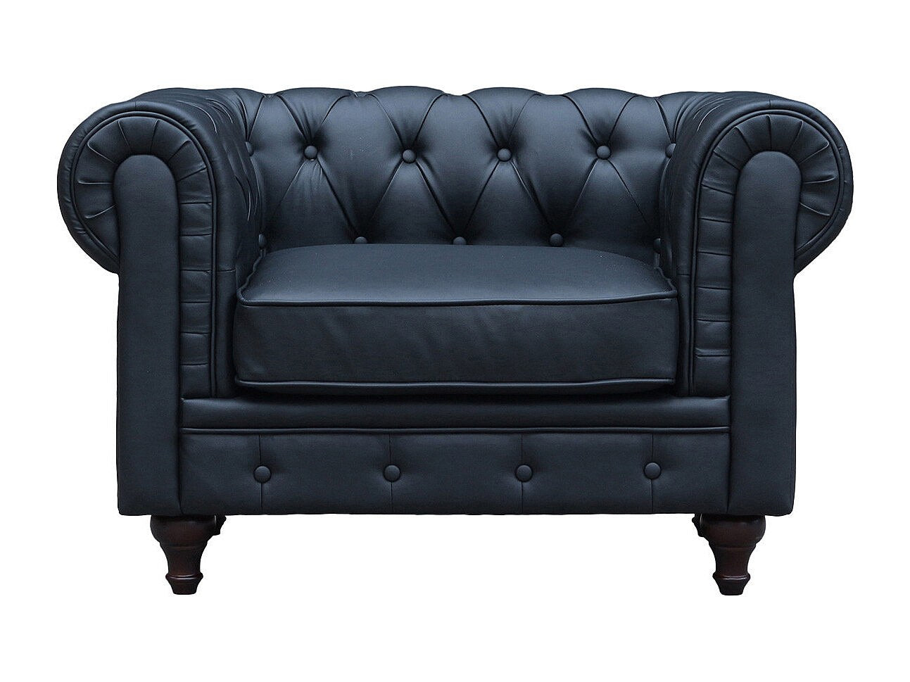 Fauteuil Chesterfield noir tissu - Aliza