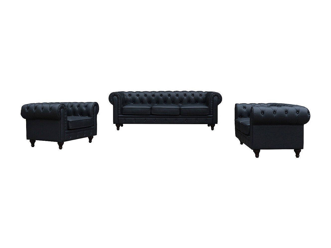 Fauteuil Chesterfield noir tissu - Aliza