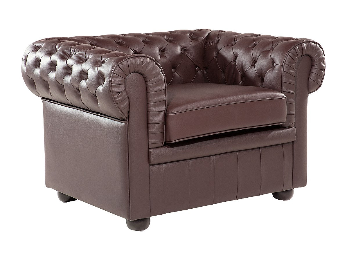 Fauteuil Chesterfield marron cuir
