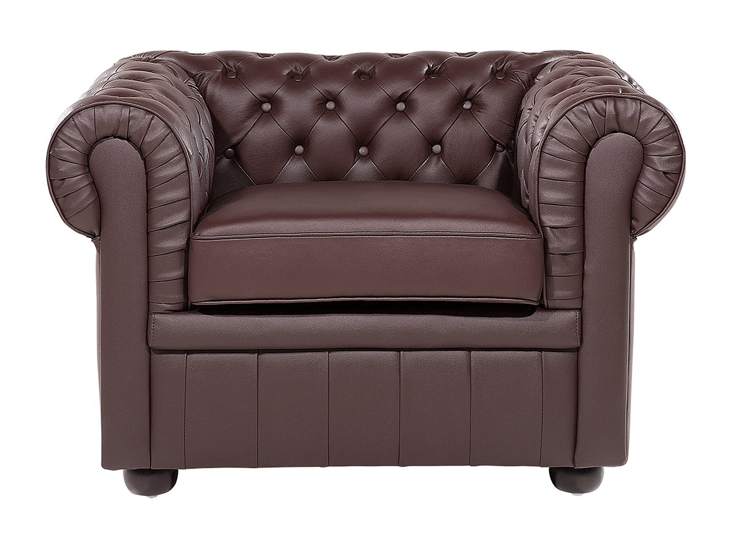 Fauteuil Chesterfield marron cuir