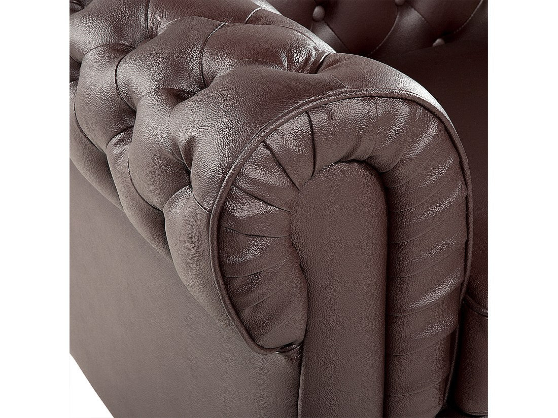 Fauteuil Chesterfield marron cuir