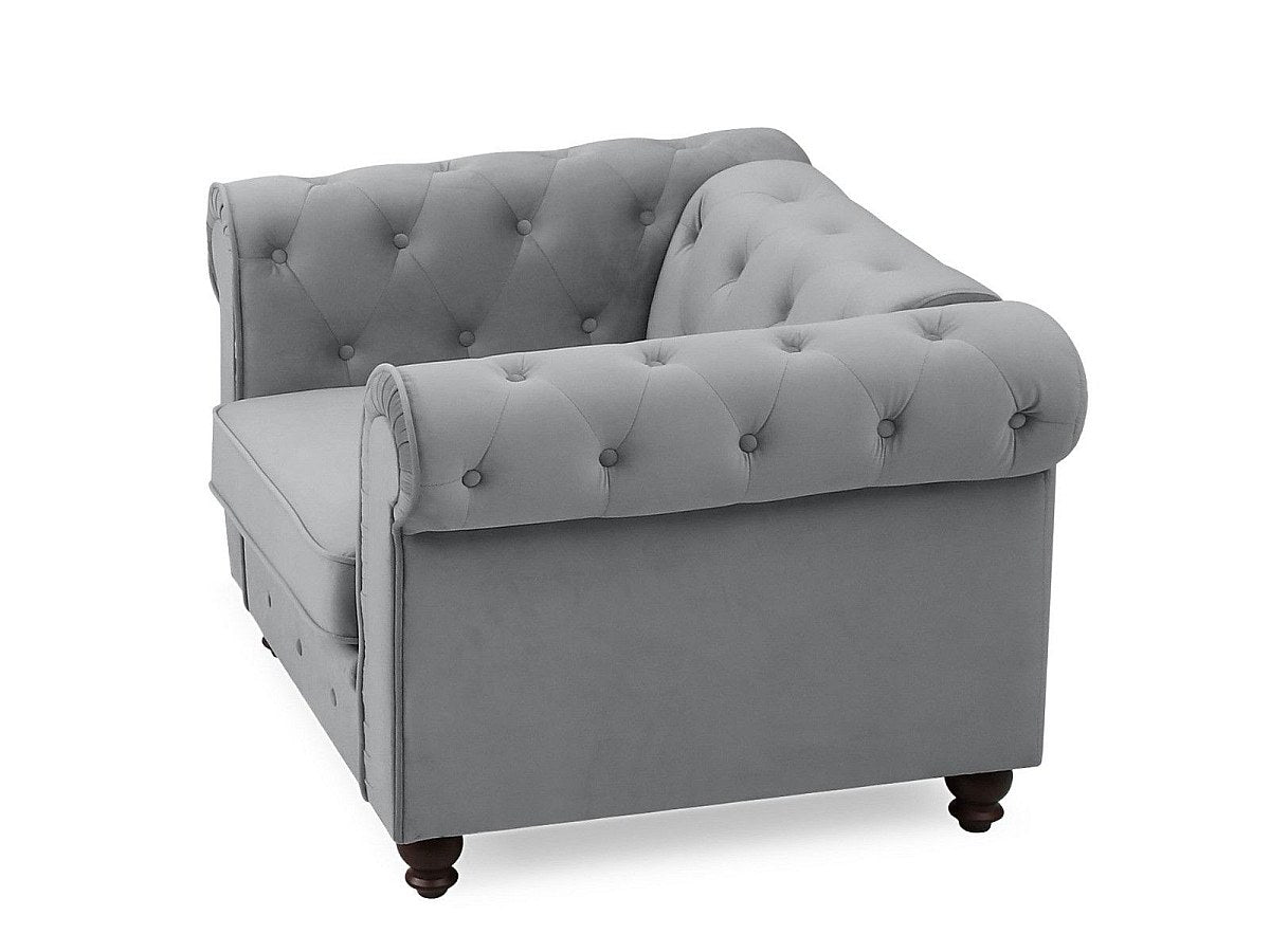 Fauteuil Chesterfield gris velours