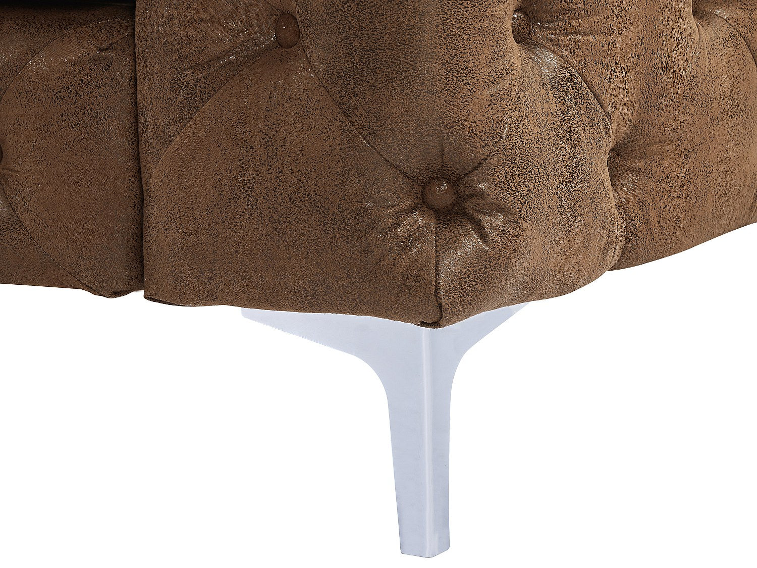 Fauteuil Chesterfield marron tissu - Edwina