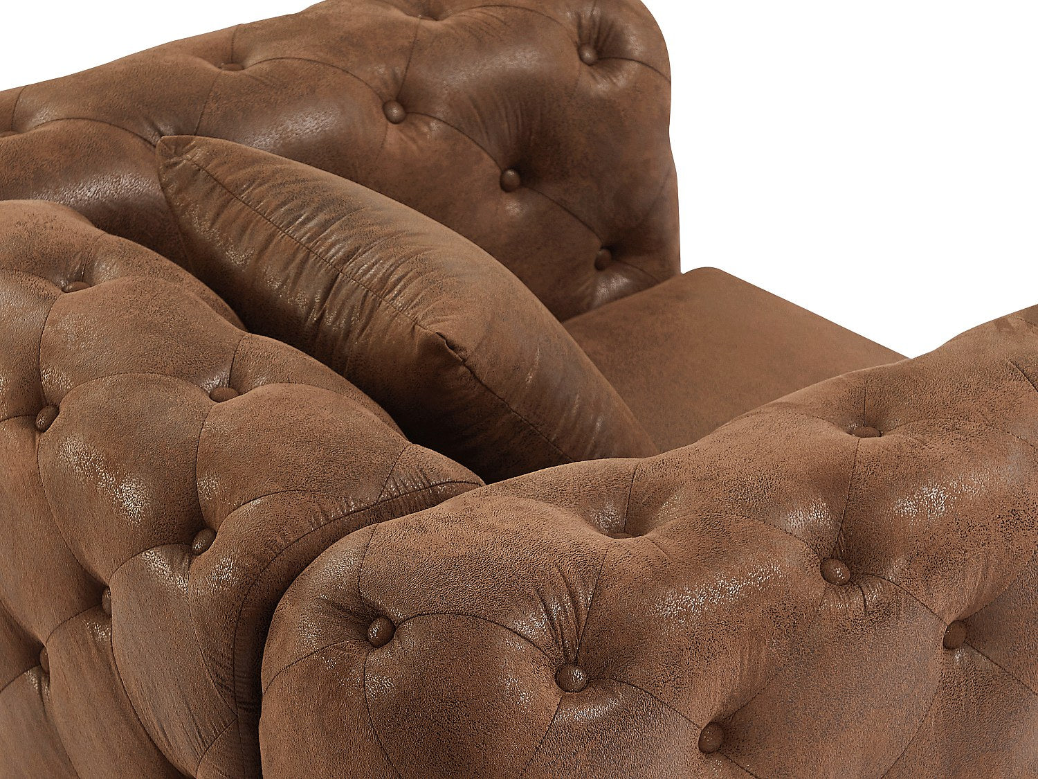 Fauteuil Chesterfield marron tissu - Edwina