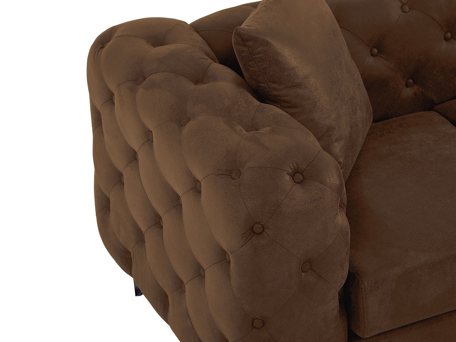 Canapé Chesterfield angle marron tissu - Edwina