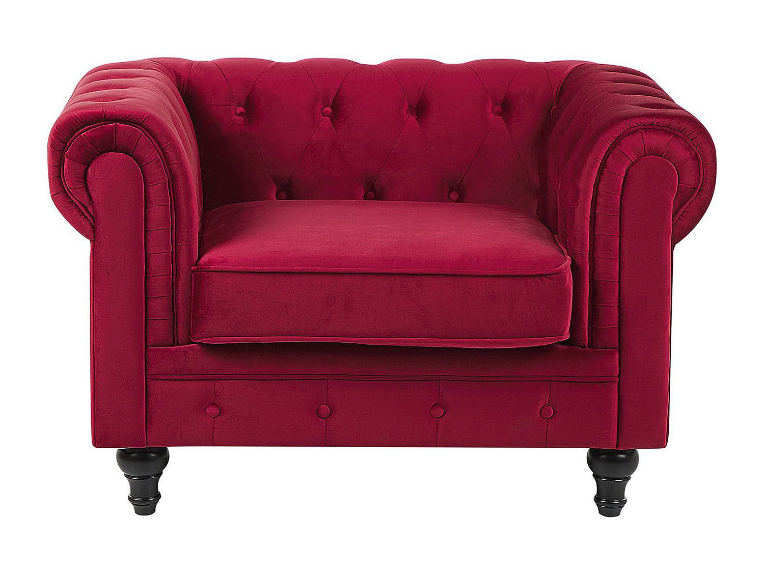 Fauteuil Chesterfield rouge velours