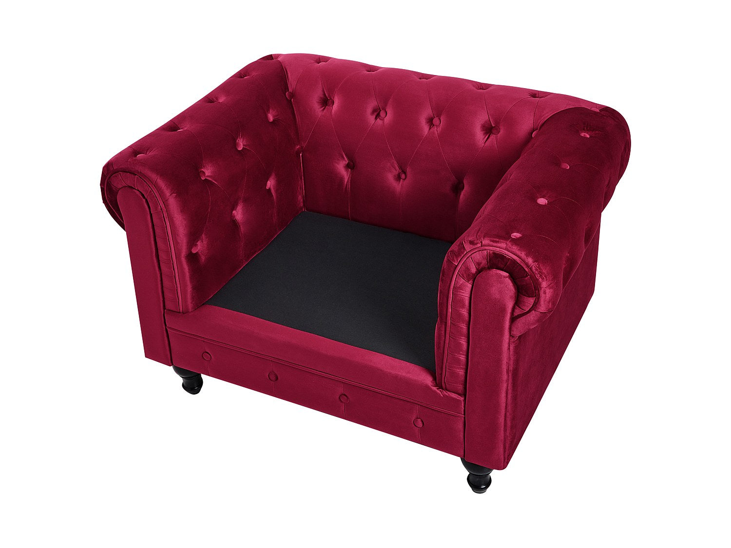 Fauteuil Chesterfield rouge velours