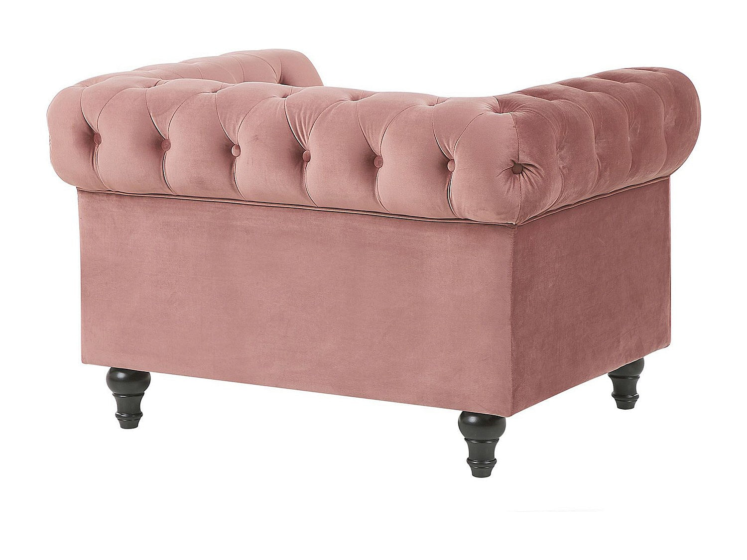 Fauteuil Chesterfield rose velours