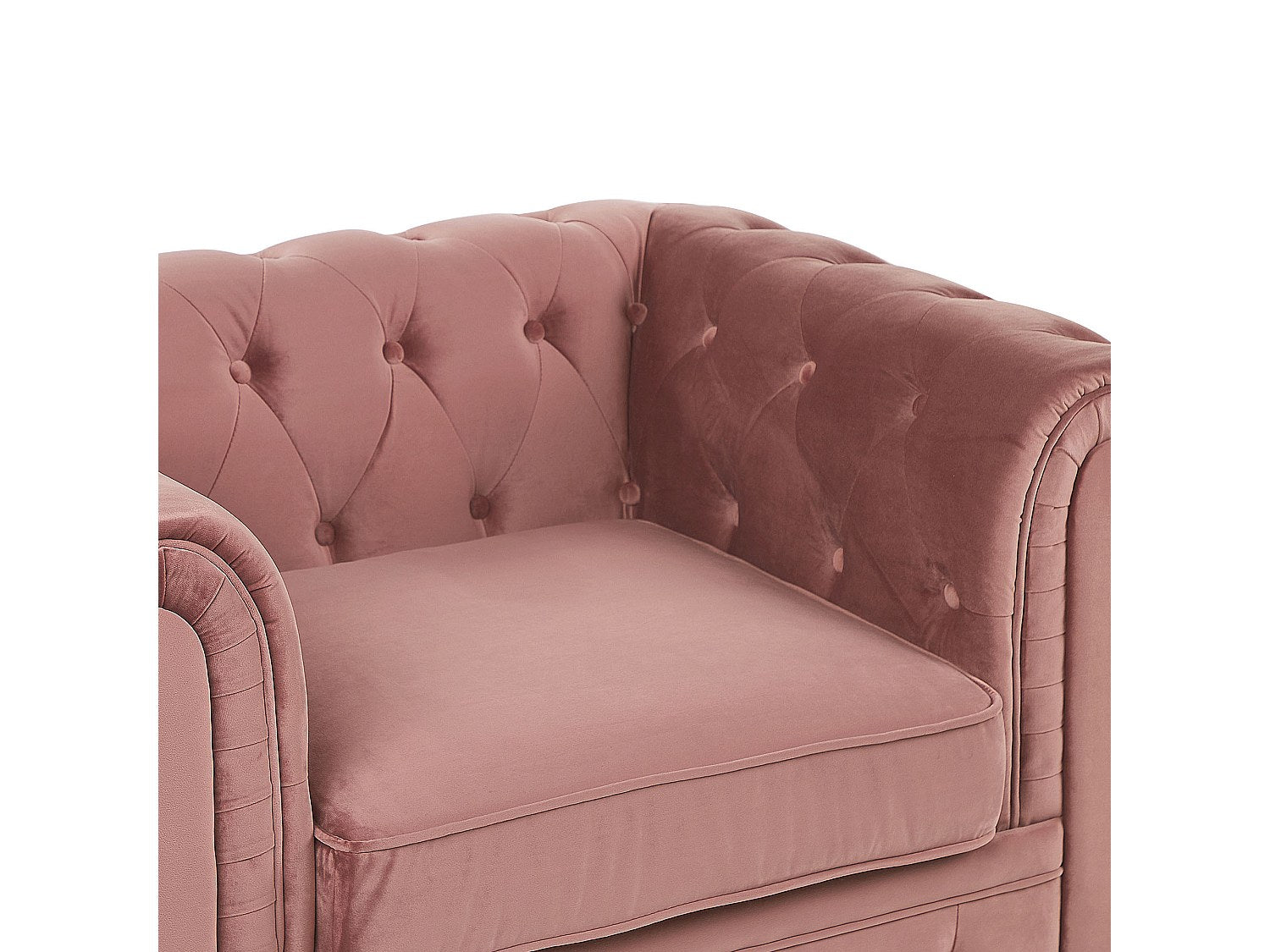 Fauteuil Chesterfield rose velours