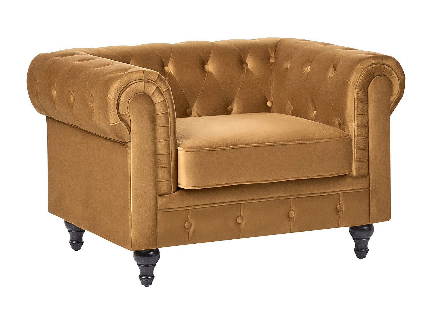 Fauteuil Chesterfield doré velours