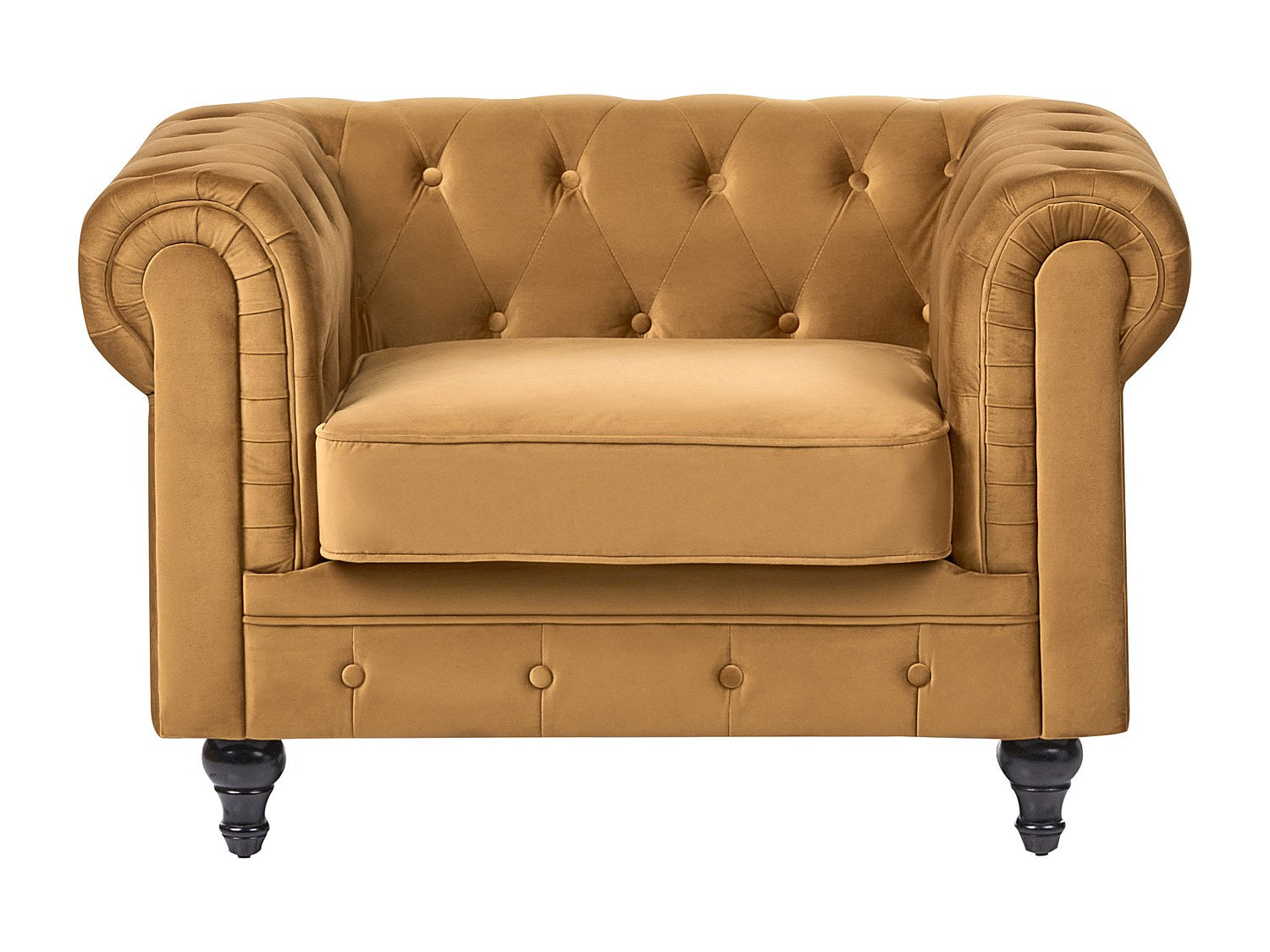 Fauteuil Chesterfield doré velours