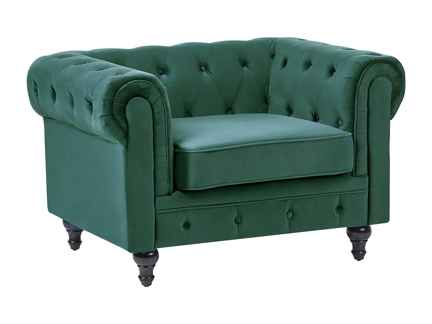 Fauteuil Chesterfield vert velours