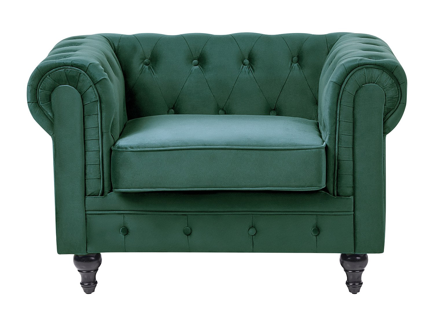Fauteuil Chesterfield vert velours