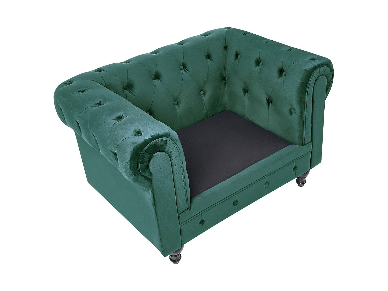 Fauteuil Chesterfield vert velours