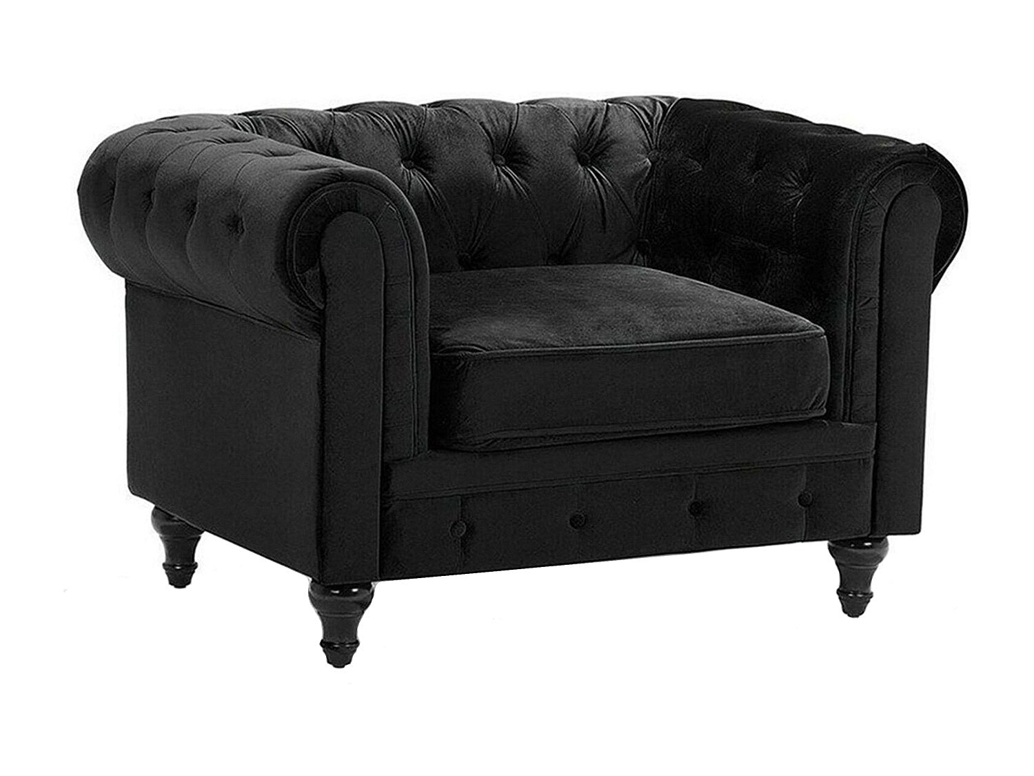 Fauteuil Chesterfield noir velours