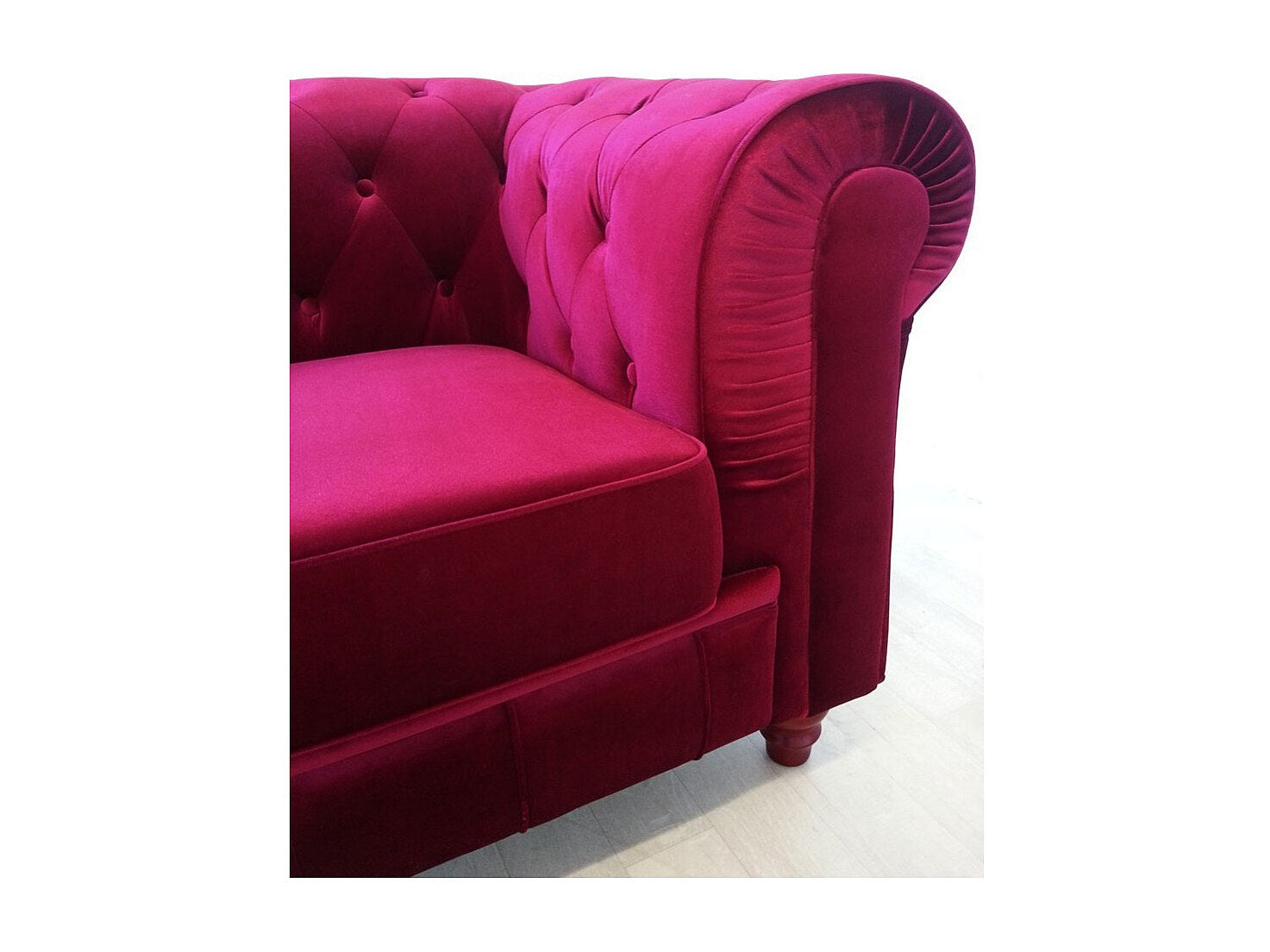 Canapé Chesterfield droit 3 places rouge velours