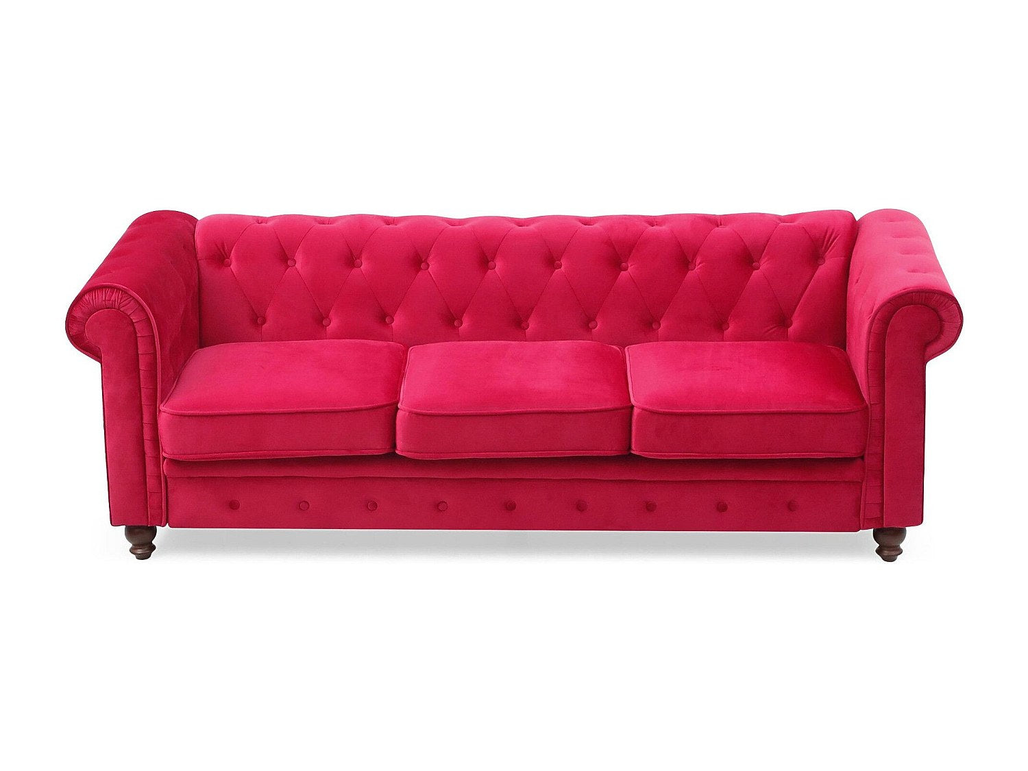 Canapé Chesterfield droit 3 places rouge velours