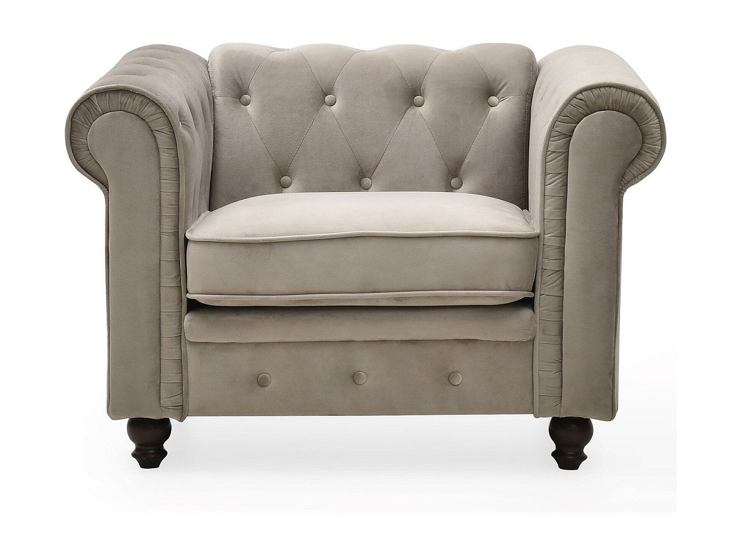 Fauteuil Chesterfield taupe velours