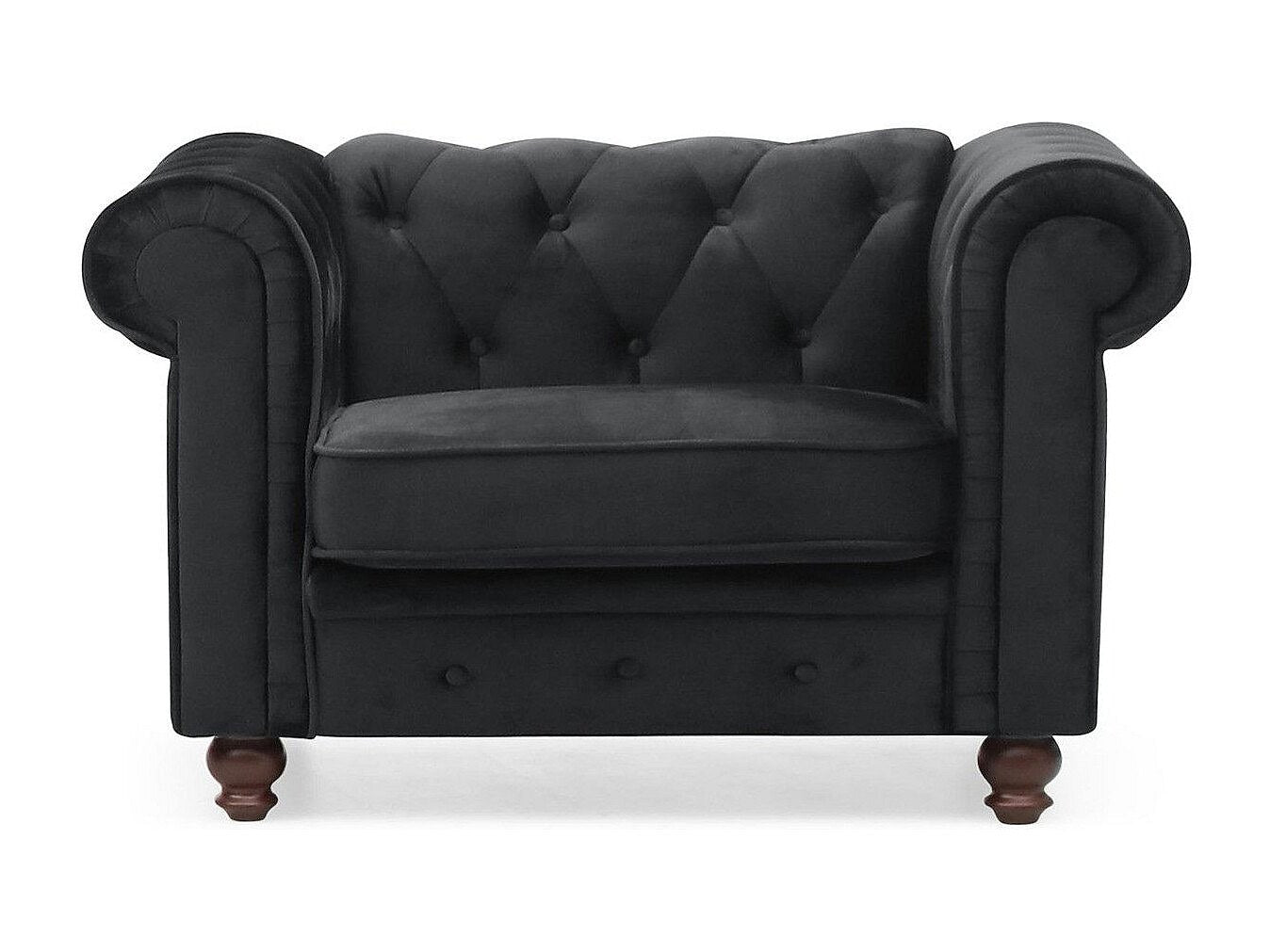 Fauteuil Chesterfield noir velours
