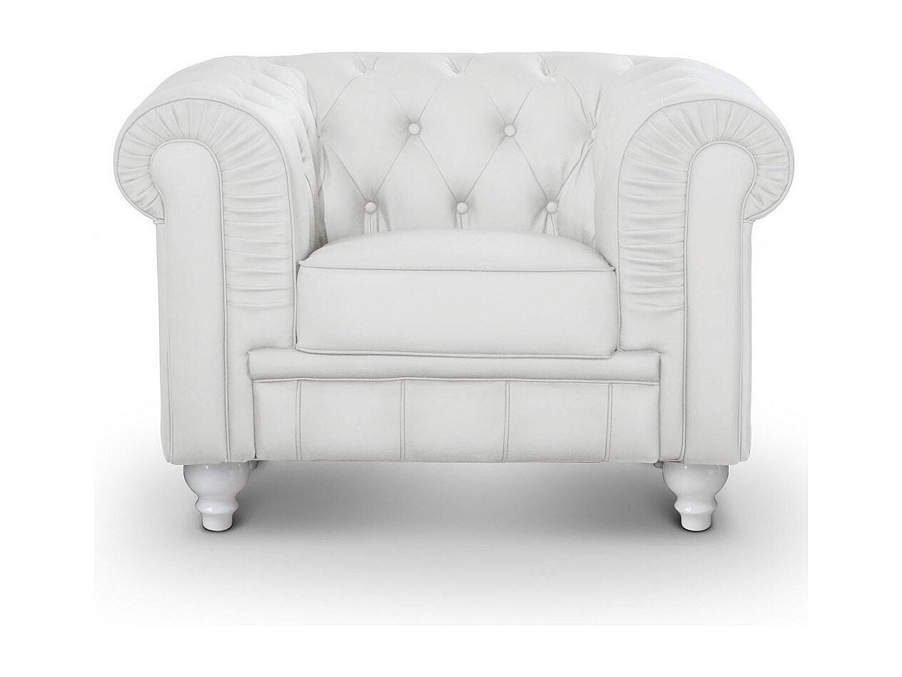 Fauteuil Chesterfield blanc simili cuir