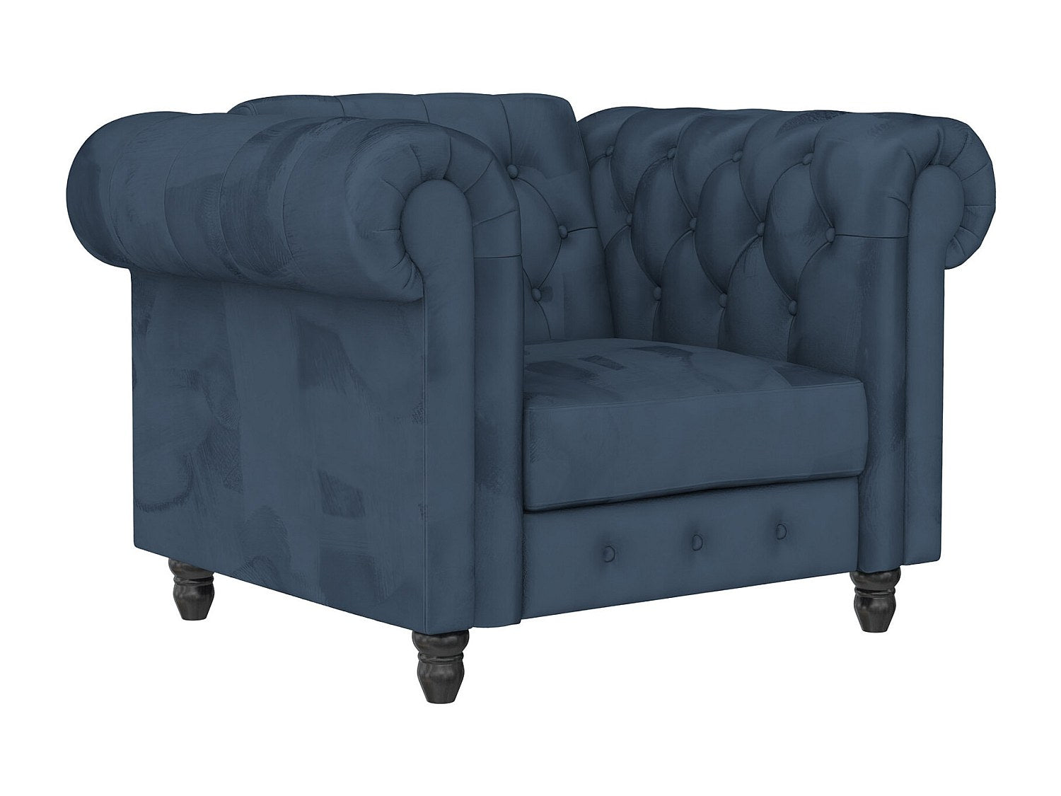Fauteuil Chesterfield bleu velours