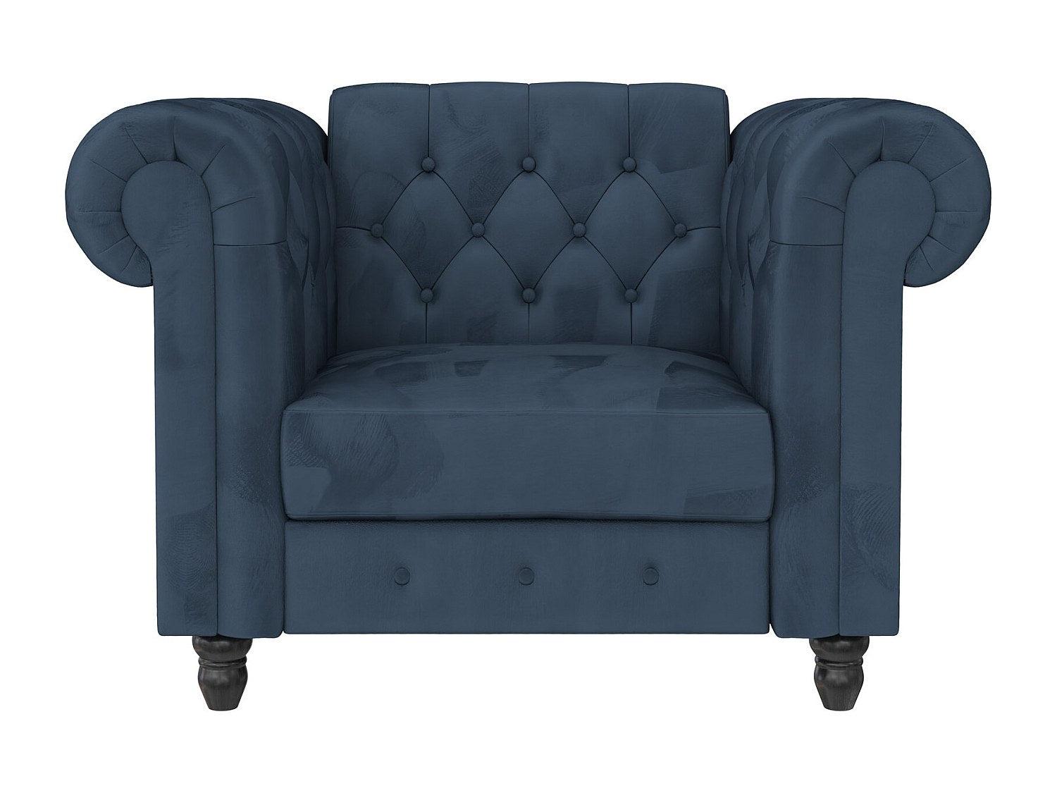 Fauteuil Chesterfield bleu velours