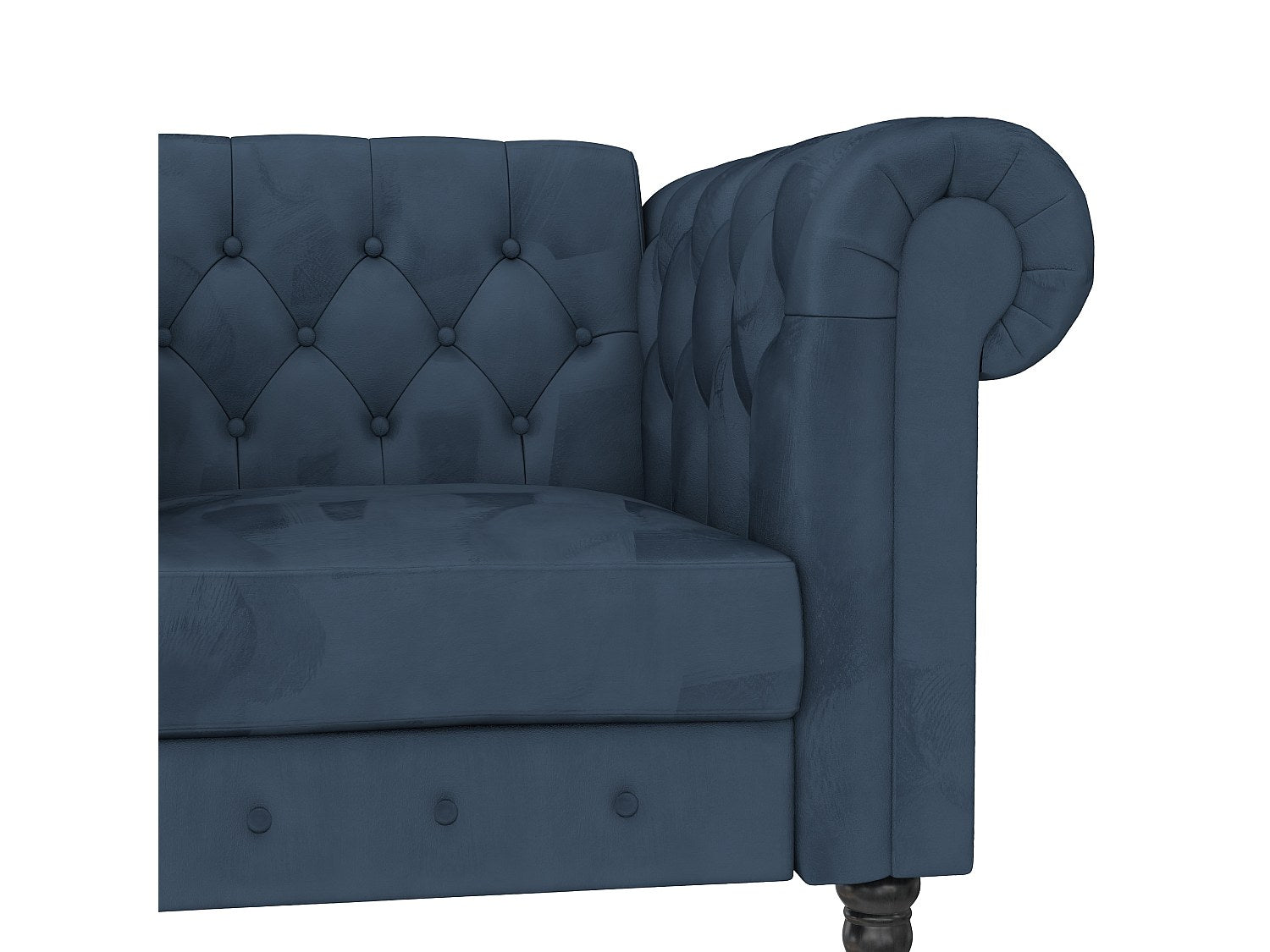 Fauteuil Chesterfield bleu velours