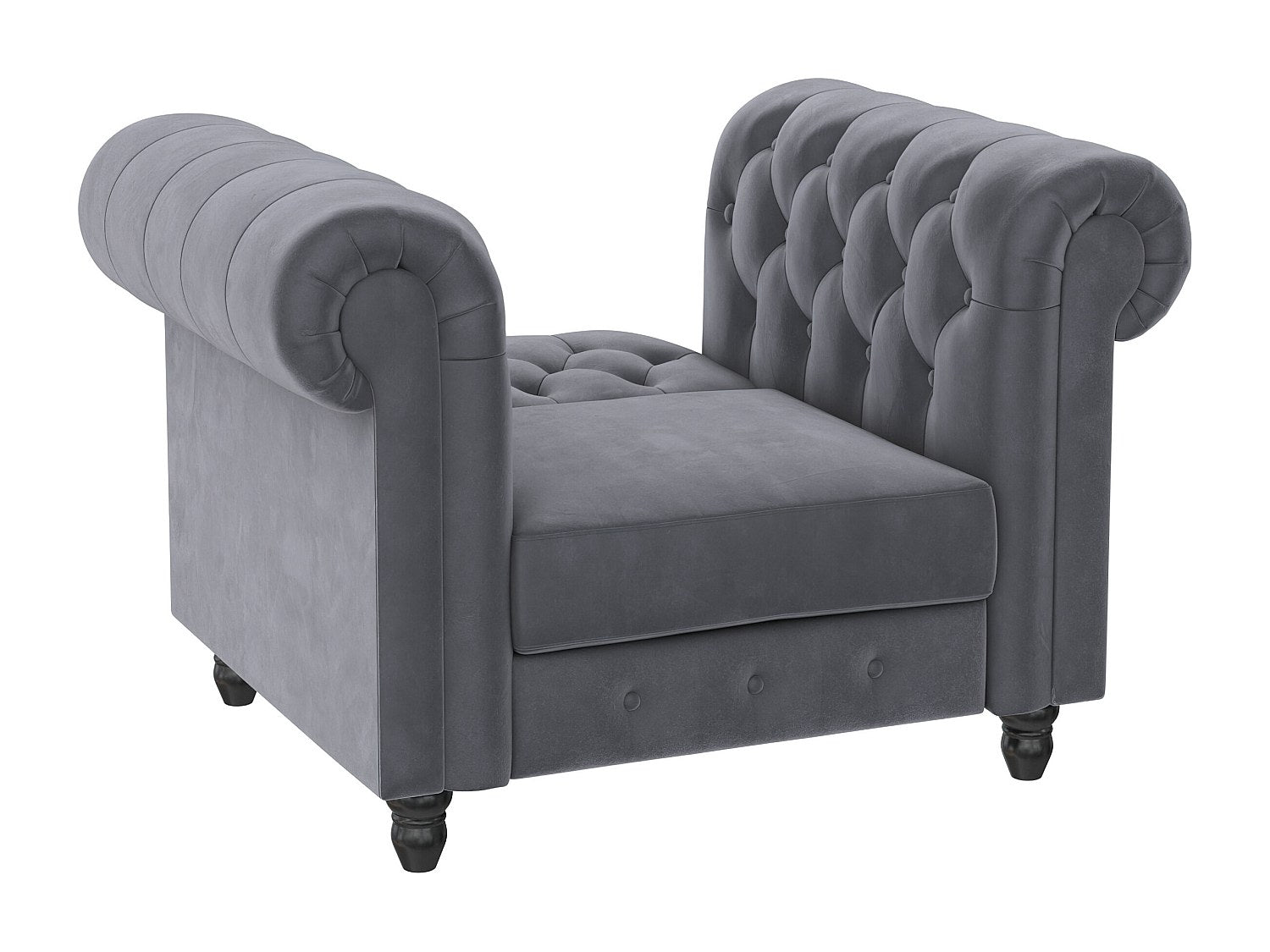 Fauteuil Chesterfield gris velours