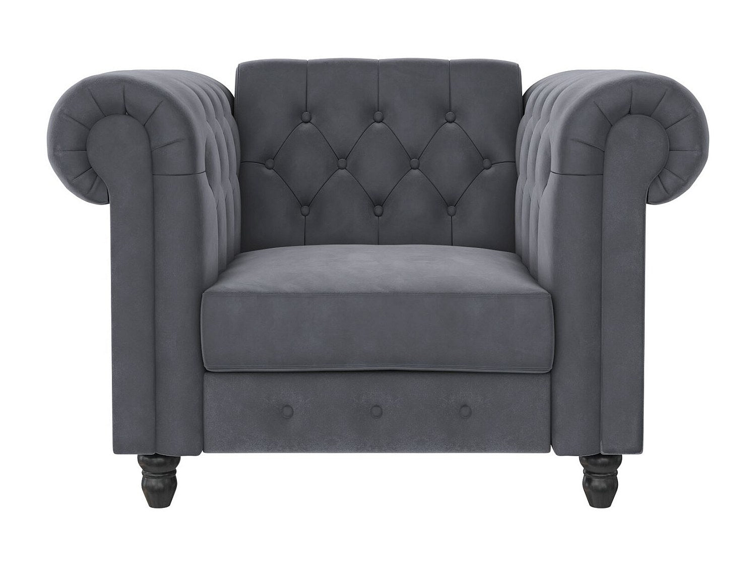 Fauteuil Chesterfield gris velours