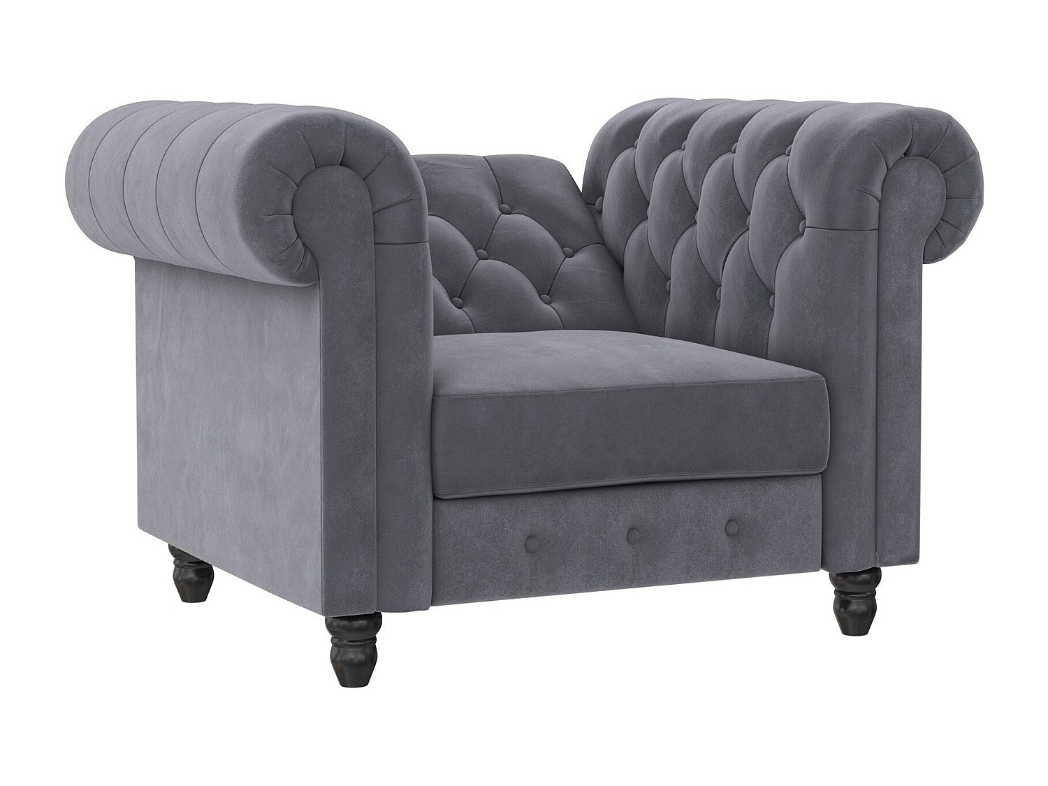 Fauteuil Chesterfield gris velours