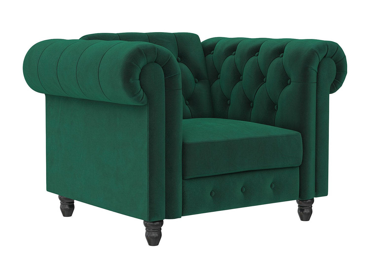 Fauteuil Chesterfield vert velours