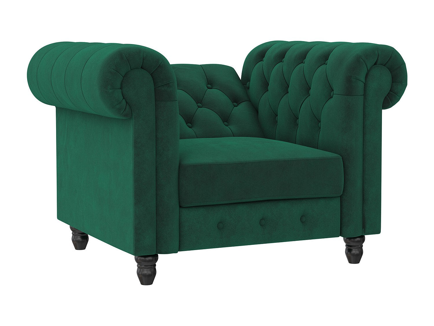 Fauteuil Chesterfield vert velours