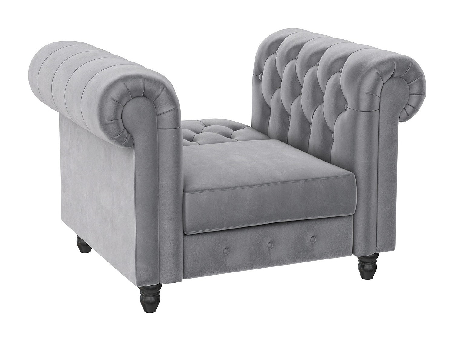 Fauteuil Chesterfield gris velours