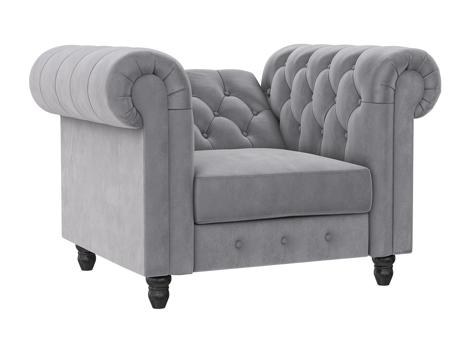 Fauteuil Chesterfield gris velours