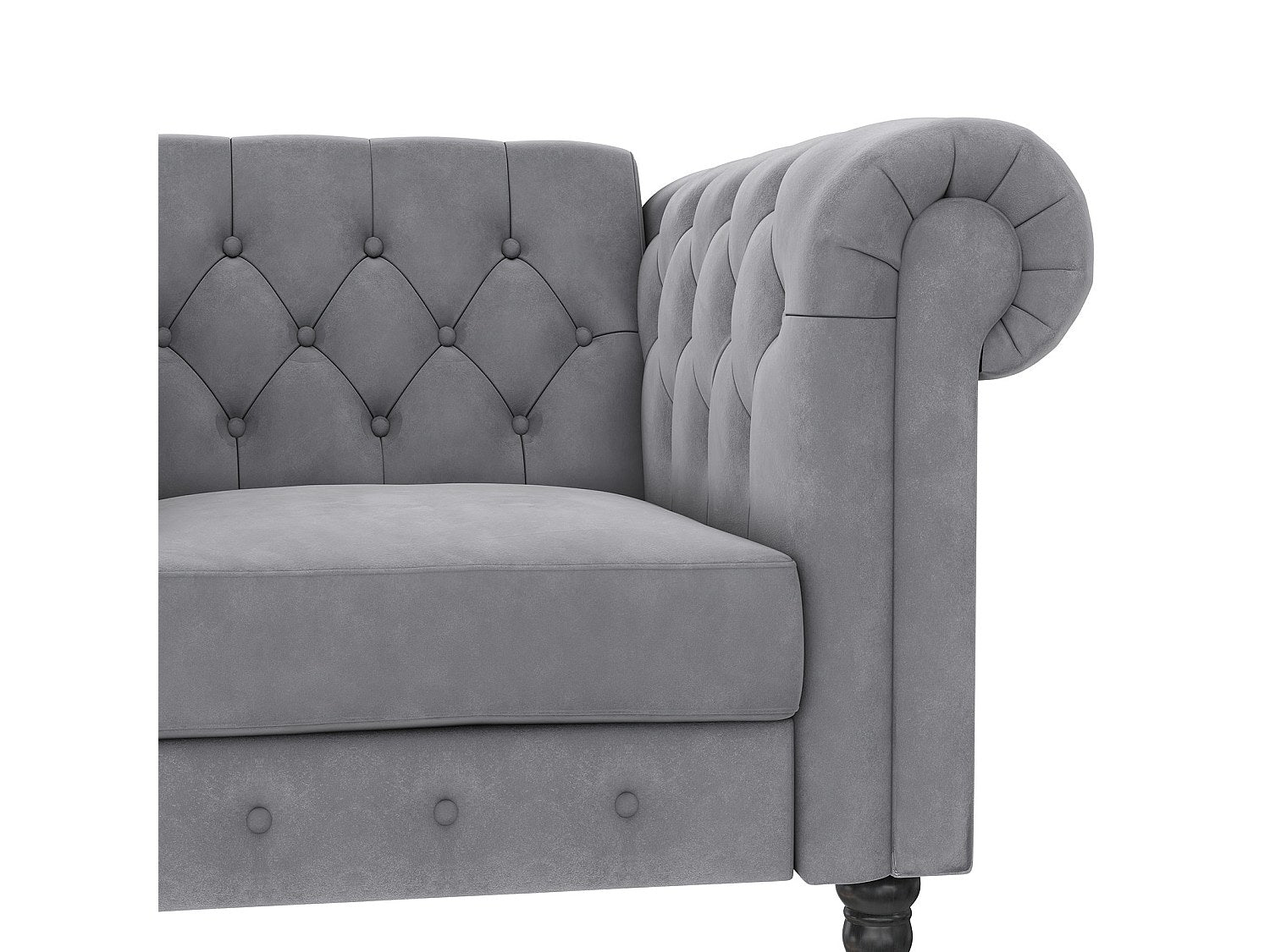 Fauteuil Chesterfield gris velours