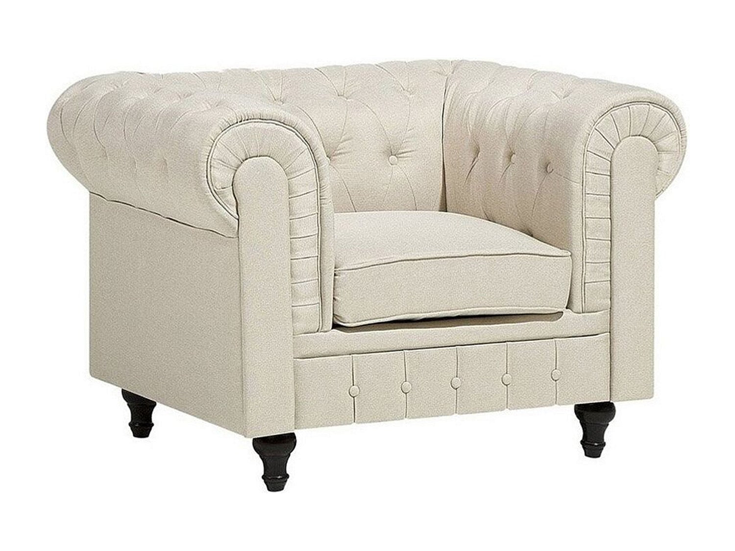 Fauteuil Chesterfield beige tissu