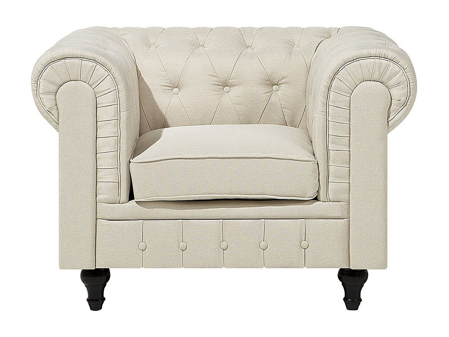 Fauteuil Chesterfield beige tissu