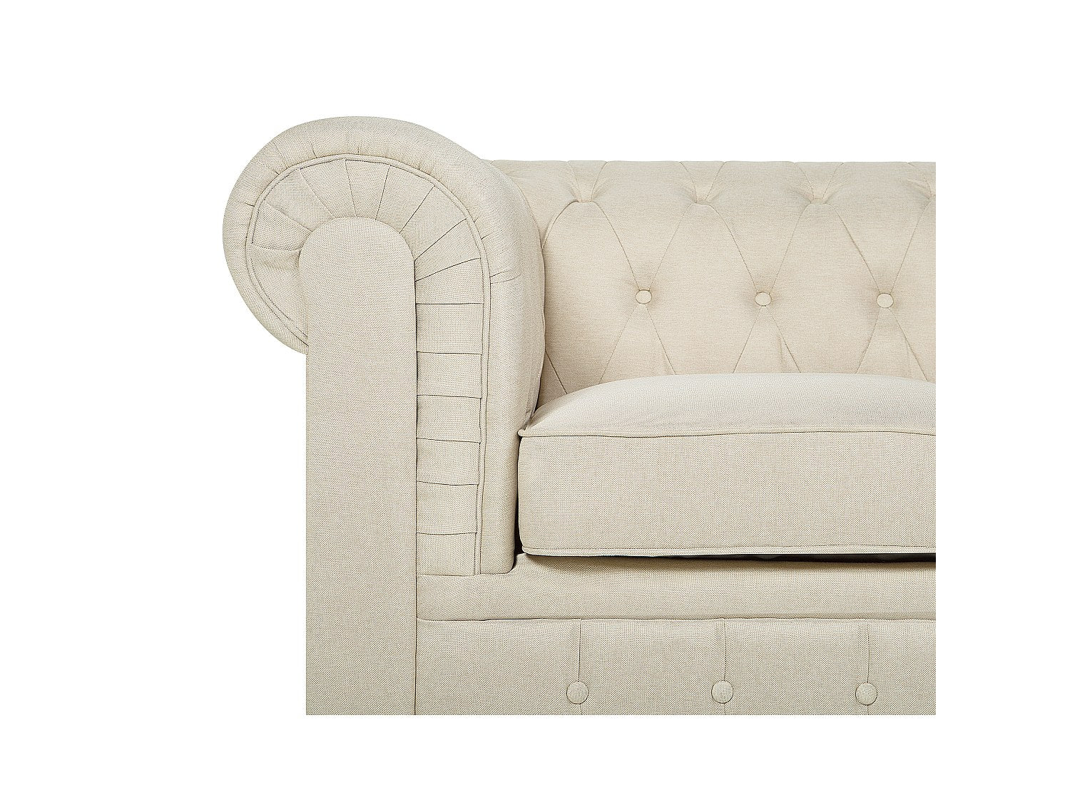 Fauteuil Chesterfield beige tissu