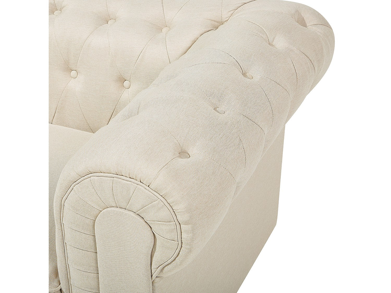 Fauteuil Chesterfield beige tissu