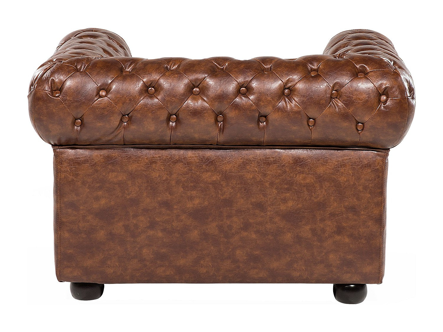 Fauteuil Chesterfield marron simili cuir