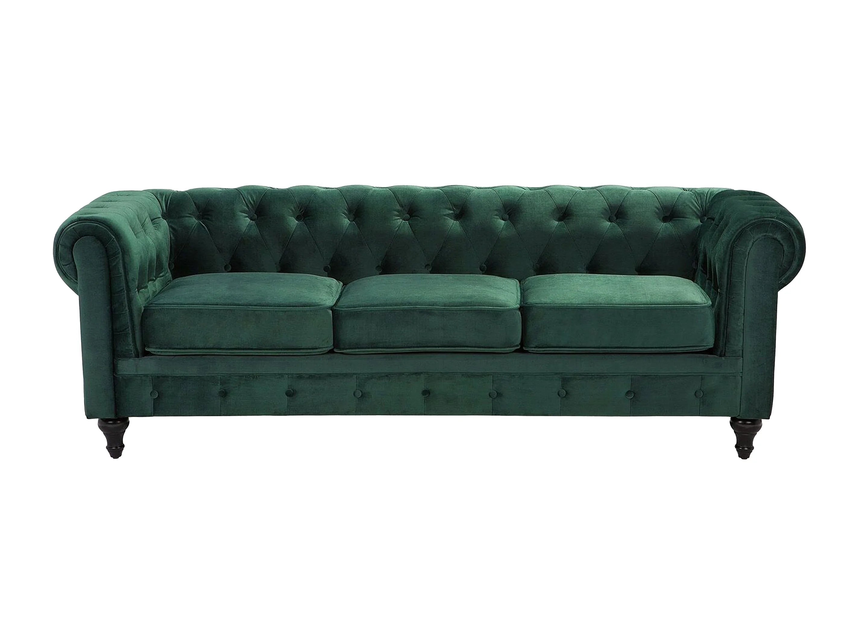 Canapé Chesterfield 3 Places Velours Vert