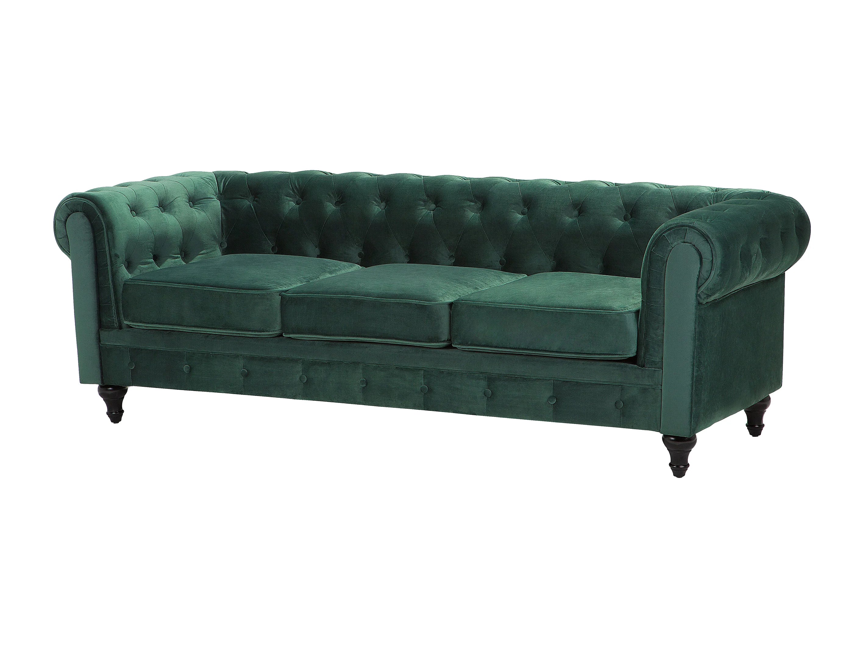 Canapé Chesterfield 3 Places Velours Vert