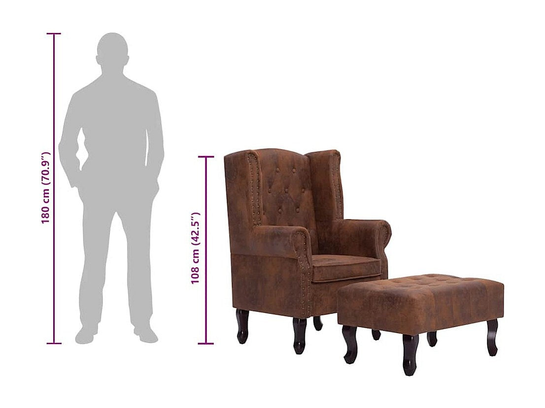 Fauteuil Chesterfield marron simili cuir