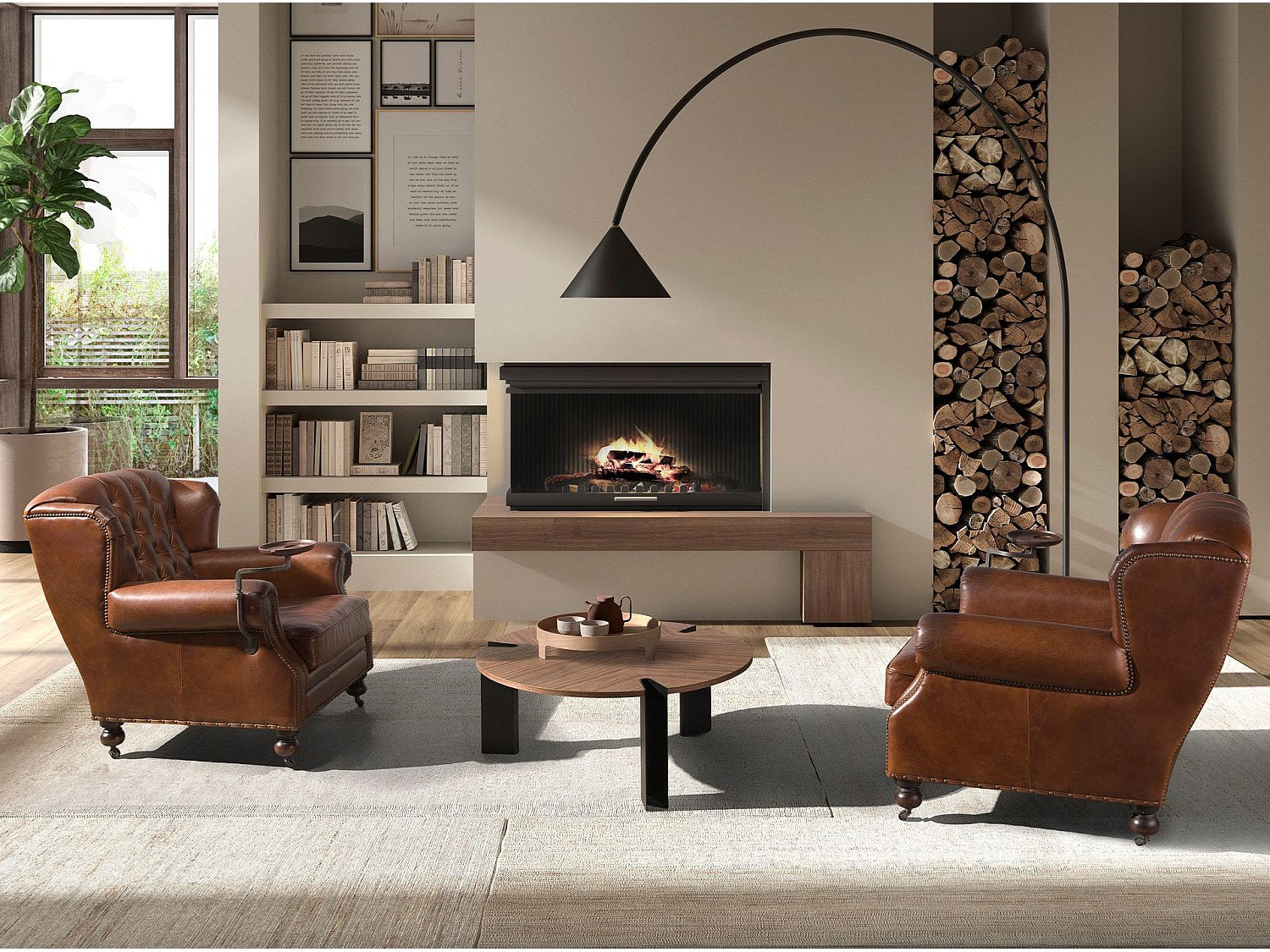 Fauteuil Chesterfield marron cuir - Angel Cerda