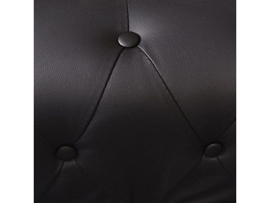Canapé Chesterfield angle 6 places noir simili cuir