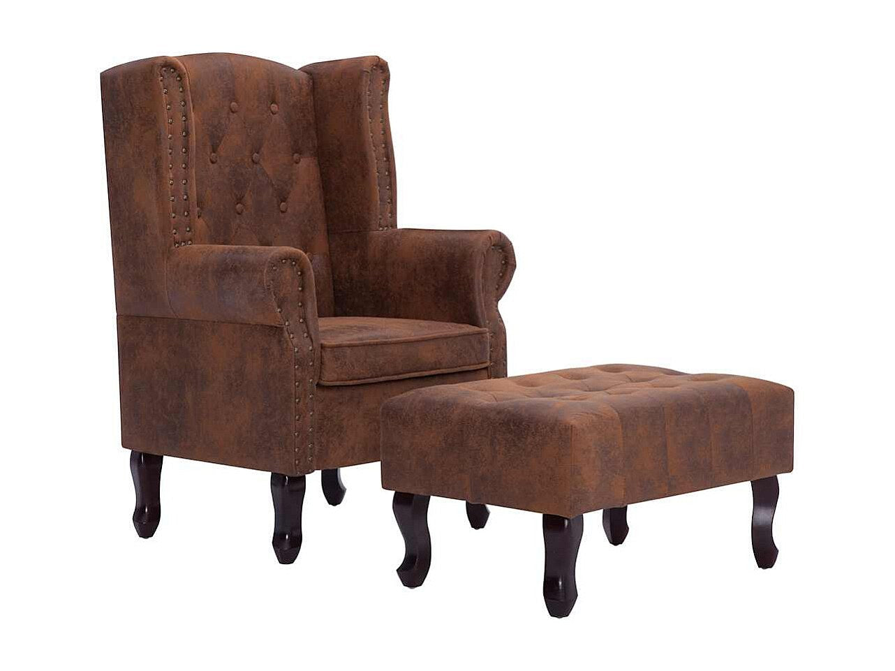Fauteuil Chesterfield marron simili cuir