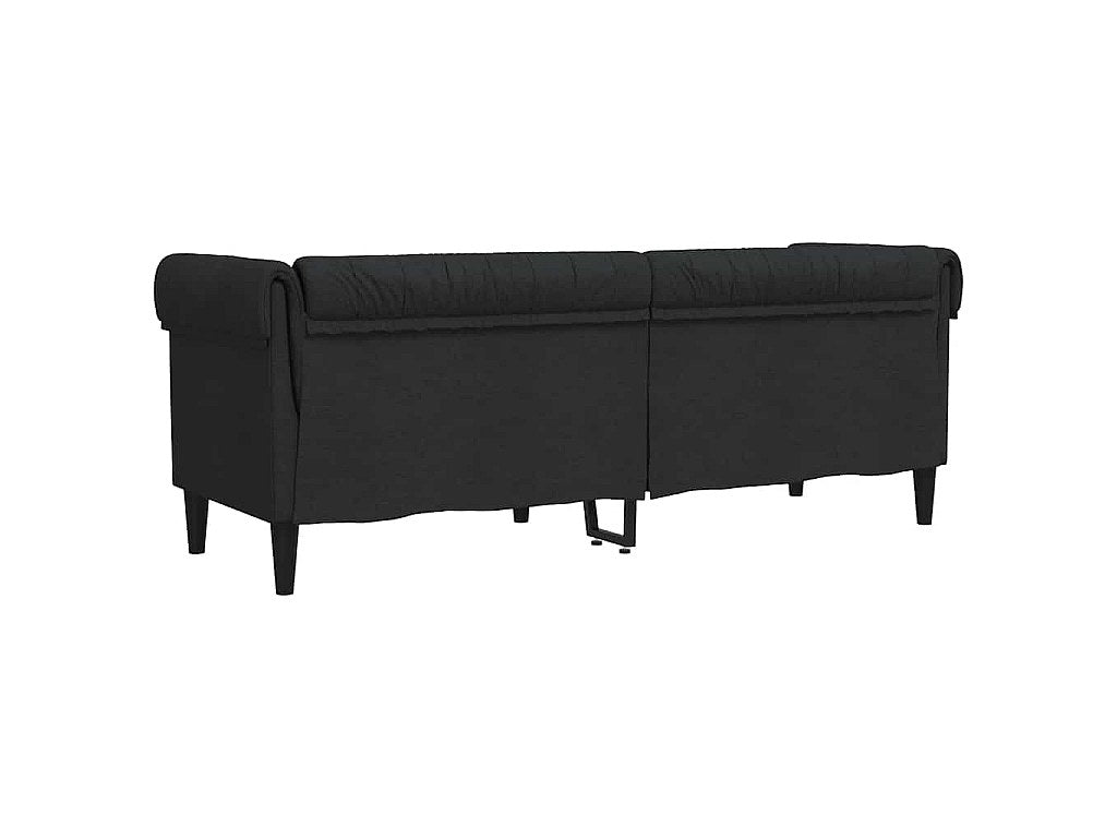 Canapé Chesterfield droit 3 places noir tissu