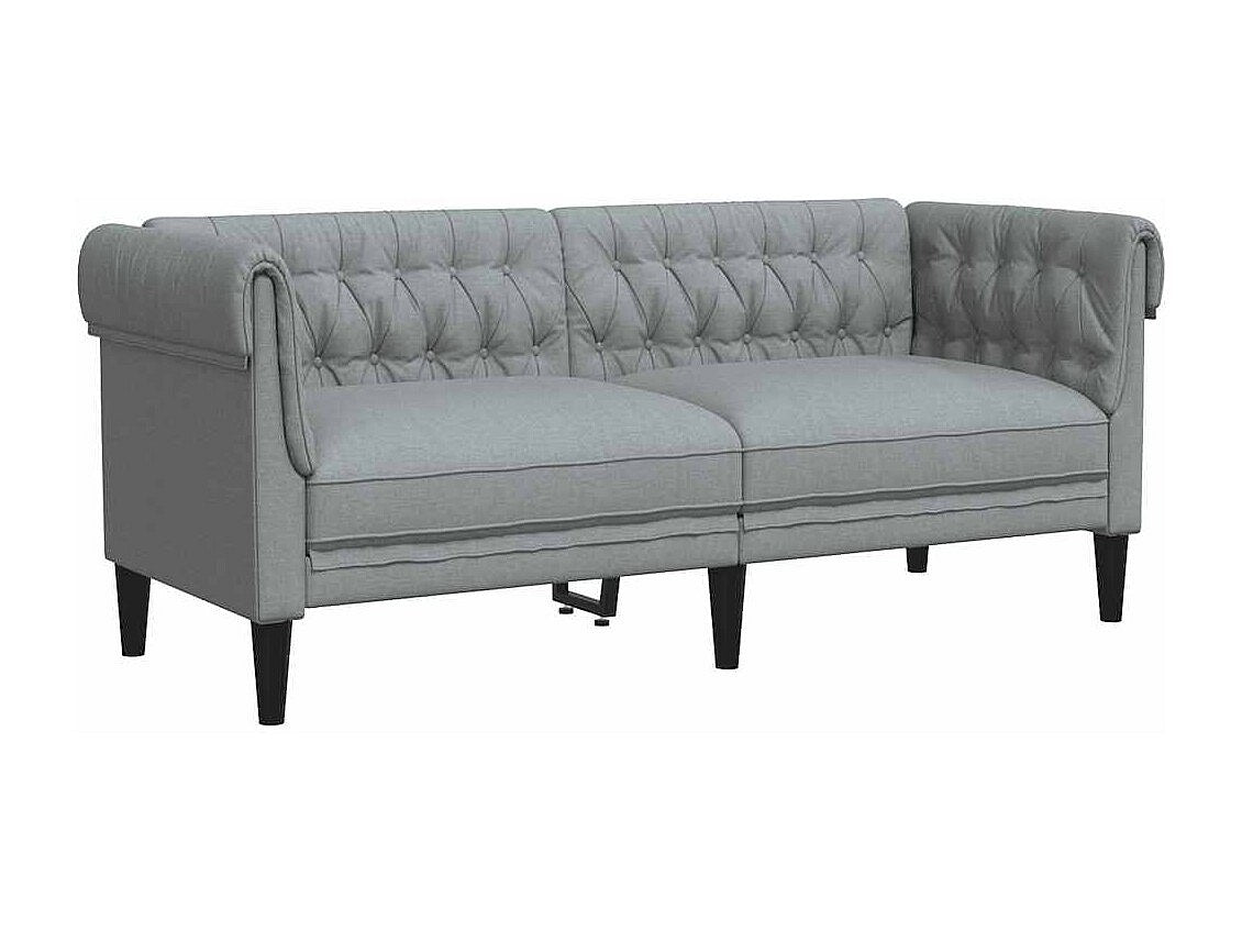 Canapé Chesterfield droit 2 places gris tissu